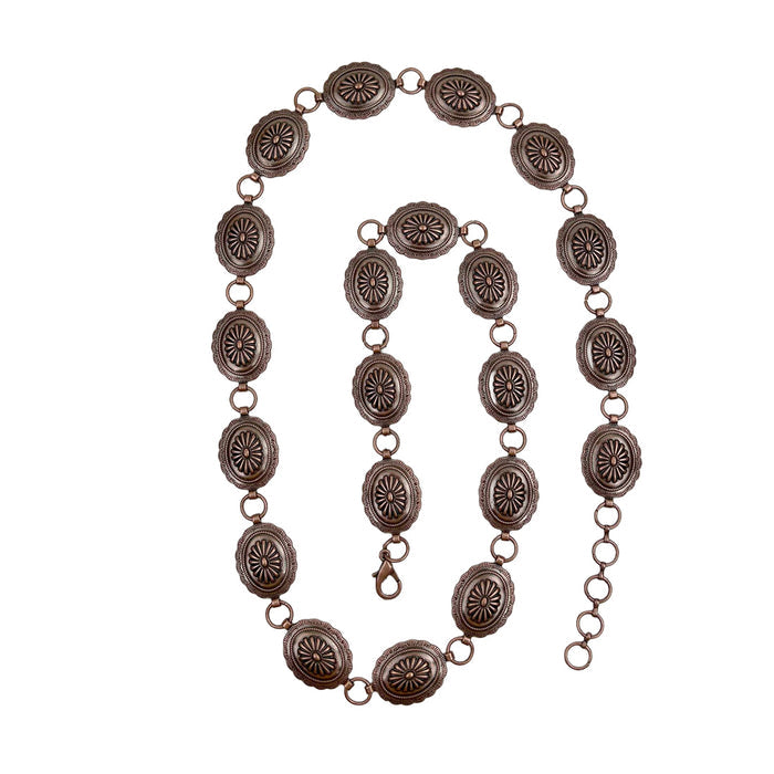 Copper Flower Conchos Adjustable Chain Link Western Belt for Cowgirls