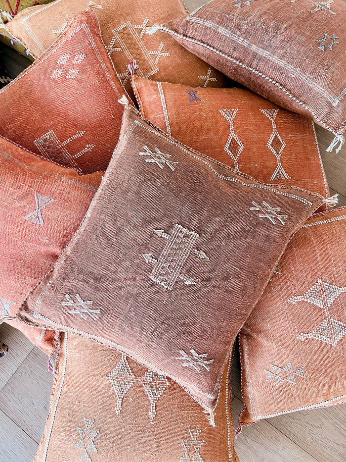 Copper V Moroccan Sabra Cactus Silk Pillow
