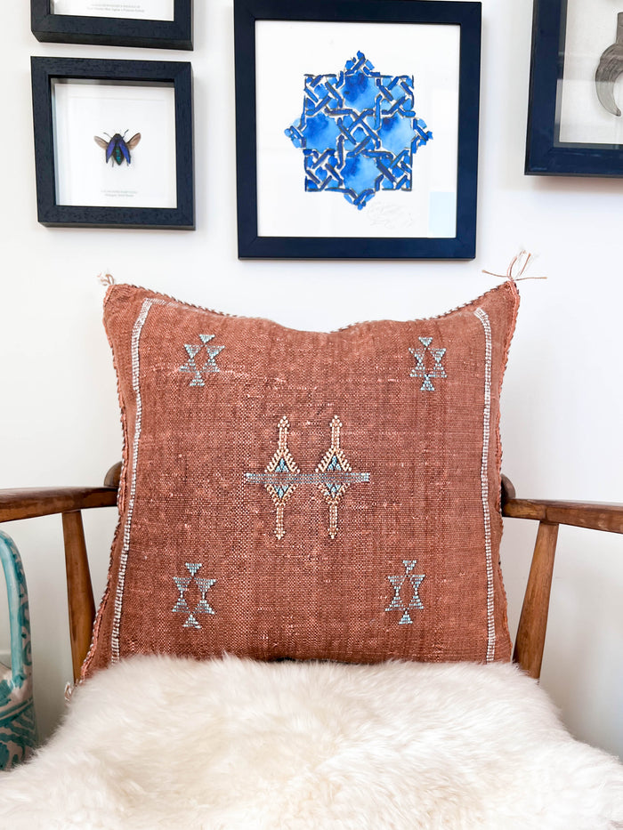 Copper V Moroccan Sabra Cactus Silk Pillow