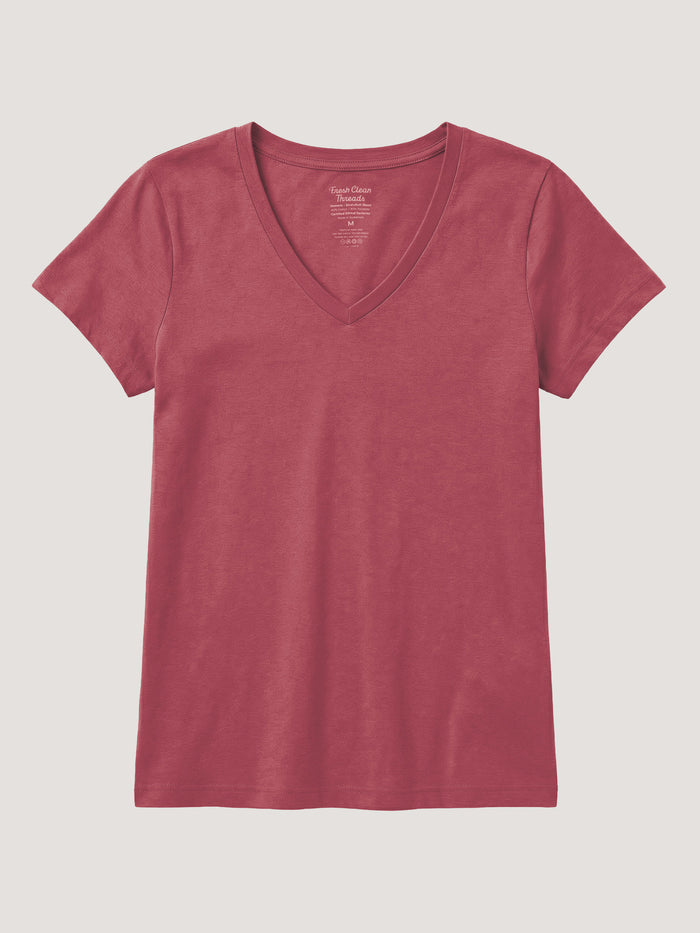 Women's Tees that skims without clinging | Coral V-Neck Tees