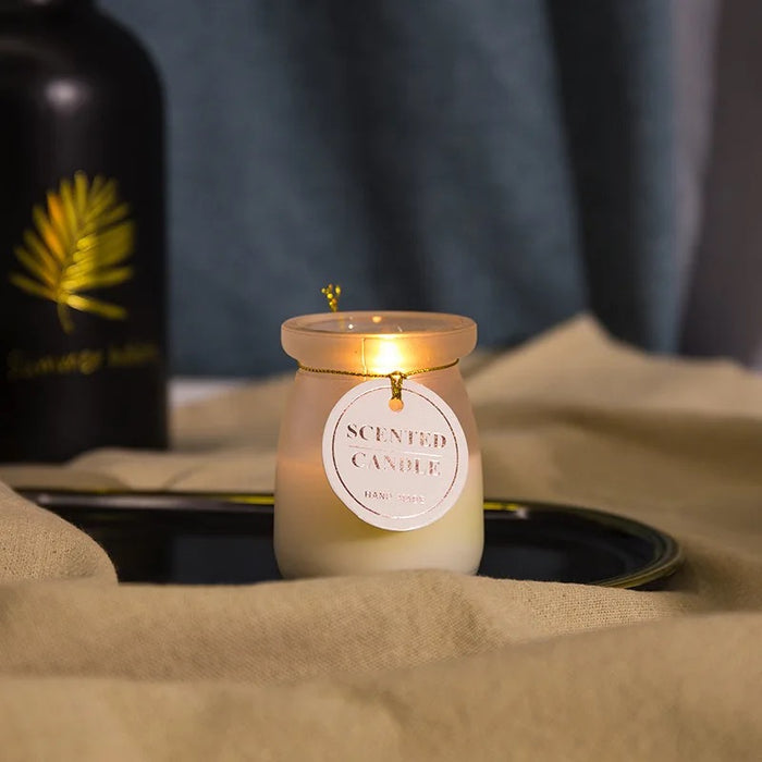Cork Lid Natural Scented Candles In Frosted Jars