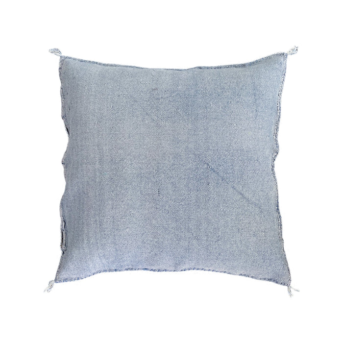 Artisan Handmade Moroccan embroidered cactus silk sabra pillow blue handwoven