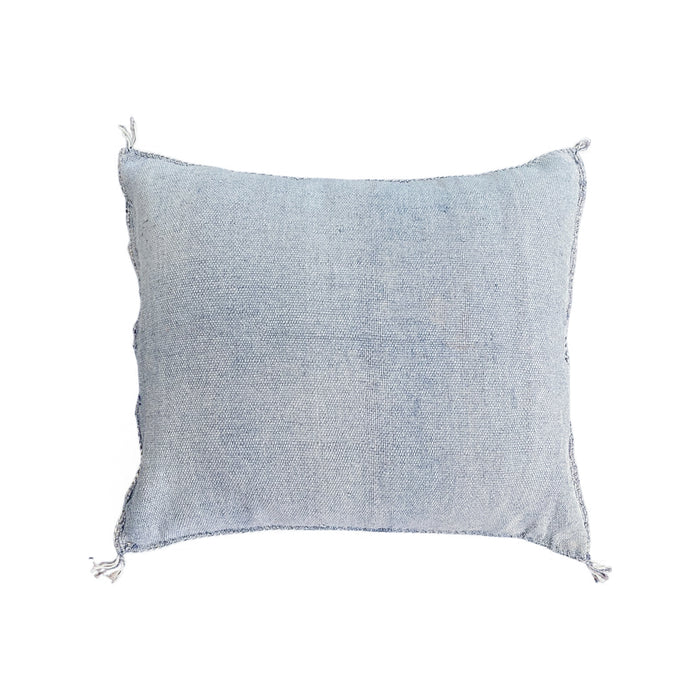Artisan Handmade Moroccan embroidered cactus silk sabra pillow blue handwoven