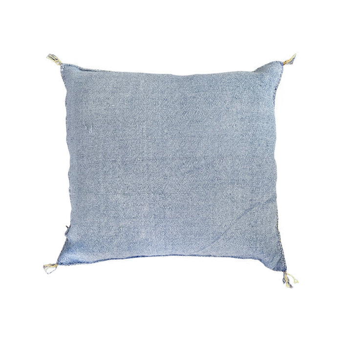 Artisan Handmade Moroccan embroidered cactus silk sabra pillow blue handwoven