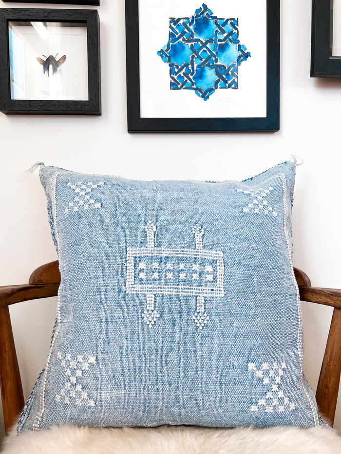 Cornflower XXV Moroccan Cactus Silk Pillow