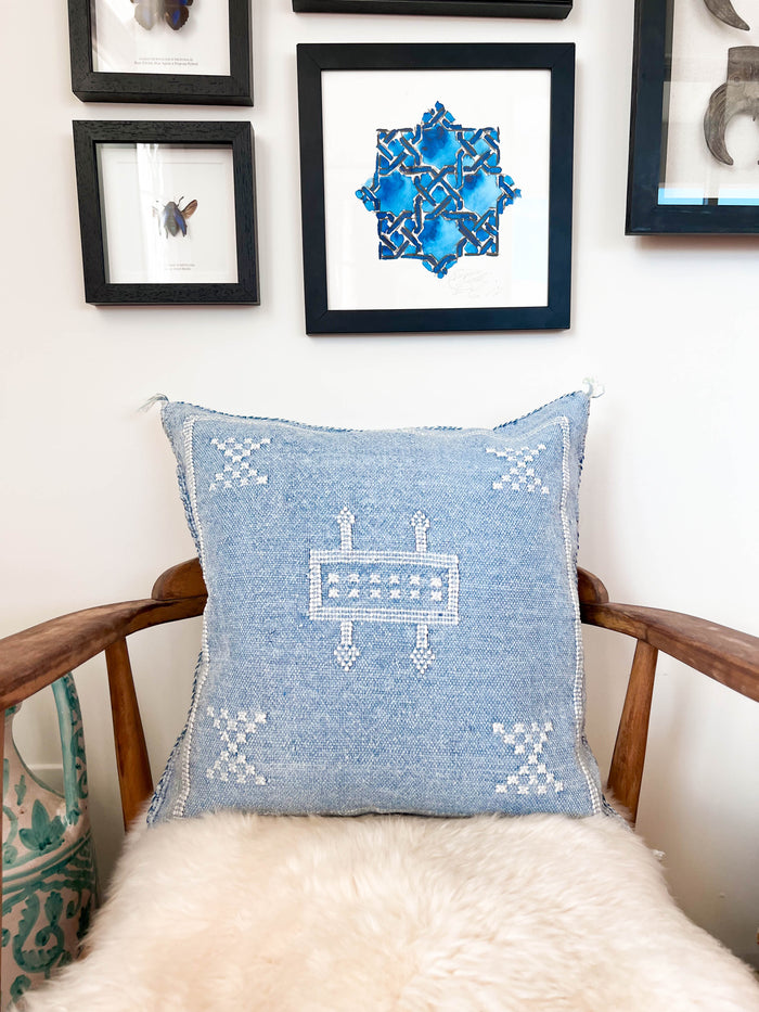 Cornflower XXV Moroccan Cactus Silk Pillow