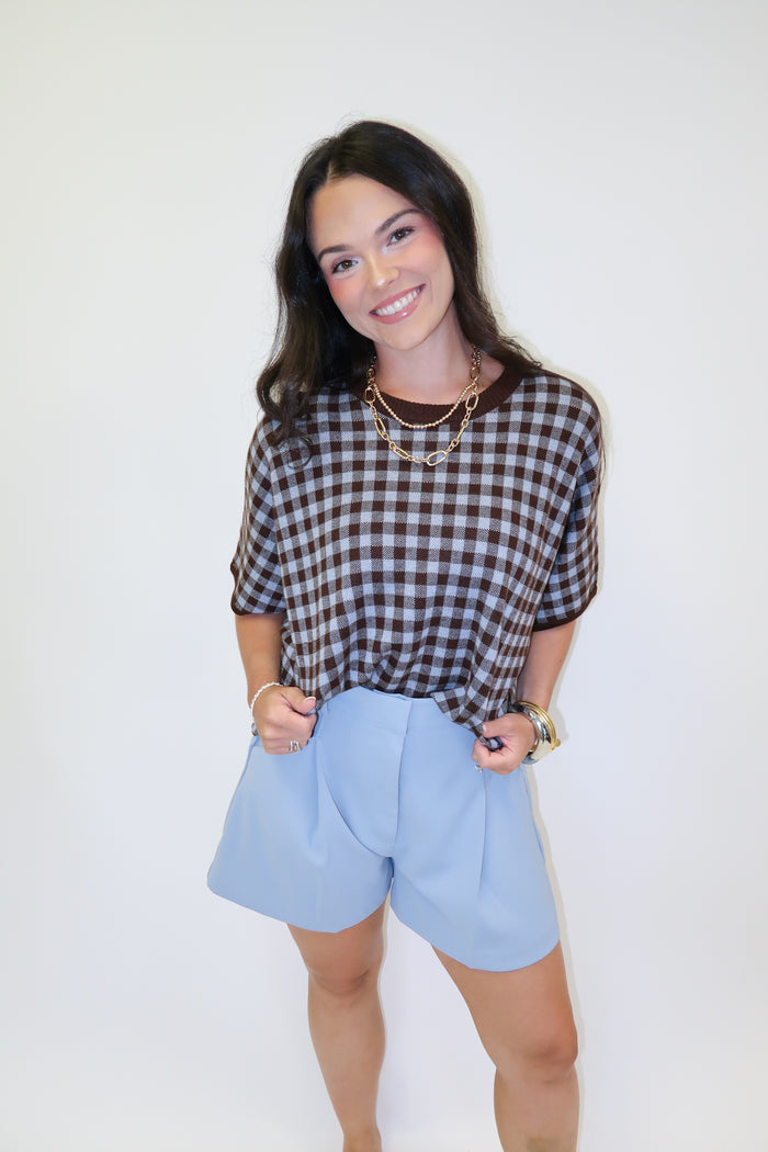 Country Club Check Sweater Top - The Pink Tulip Clothing