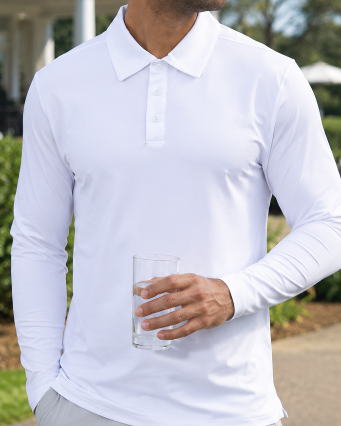 Crest 2.0 Polo White Long Sleeve