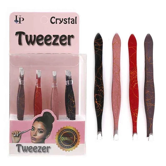 Crystal Pattern Professional Eyebrow Tweezers - 12-Piece Set (ANV-1259)