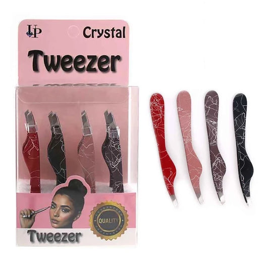 Crystal Series Professional Slanted Tip Eyebrow Tweezers (12-Piece Set) ANV-1258
