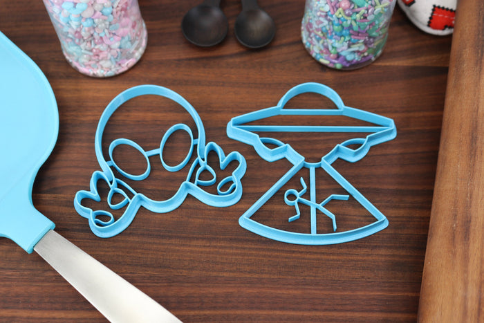 Cute Aliens Cookie Cutters, Set 1 - UFO Cookie Cutter, Alien Abduction, The Greys, Grey Alien Face, I Want to Believe