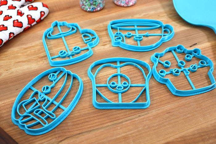 Cute Food Cookie Cutters - Teacup Cookie, Pancake Cookie, Muffin Cookie, Hot Chocolate Cookie, Egg Toast Cookie