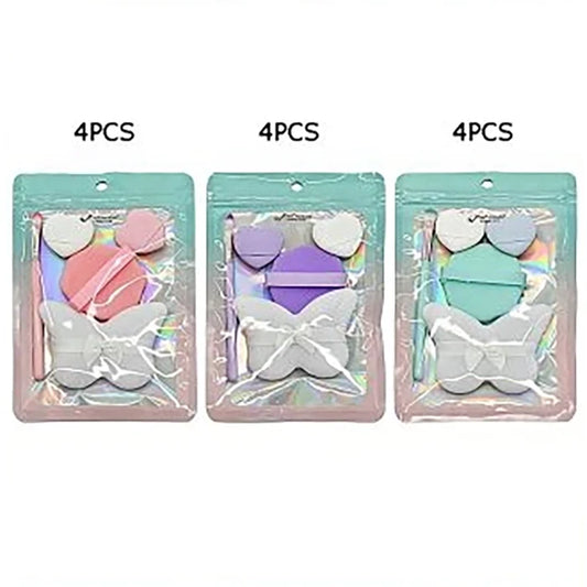 Cute Makeup Sponge and Brush Set – Butterfly & Heart-Shaped Powder Puffs, Foundation Blender Sponges, and Eyeshadow Brush for Face & Eye Makeup, Travel-Friendly (BFB-1103)