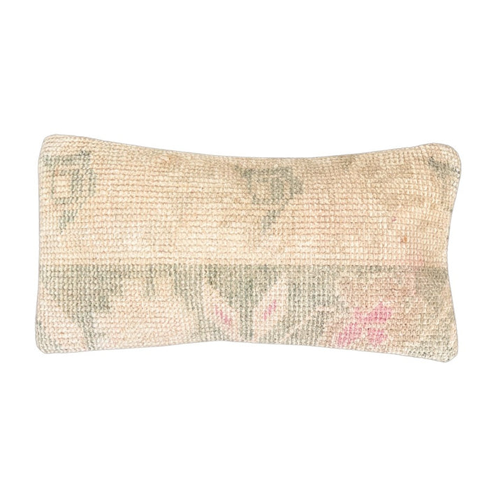 Handmade Turkish oushak pillow cover made with vintage rugs cream 8x16