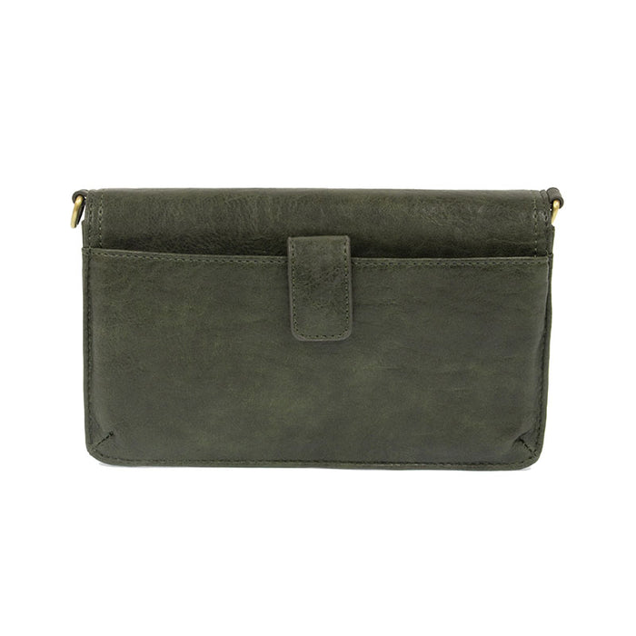 Dark Jade Vegan Leather Mini Foldover Billie Crossbody Back View Phone Pocket