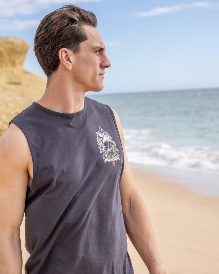 Dark Water Mens Vest in Dark Grey