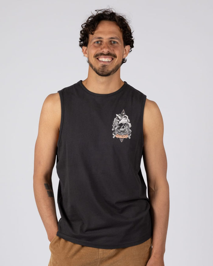 Dark Water Mens Vest in Dark Grey