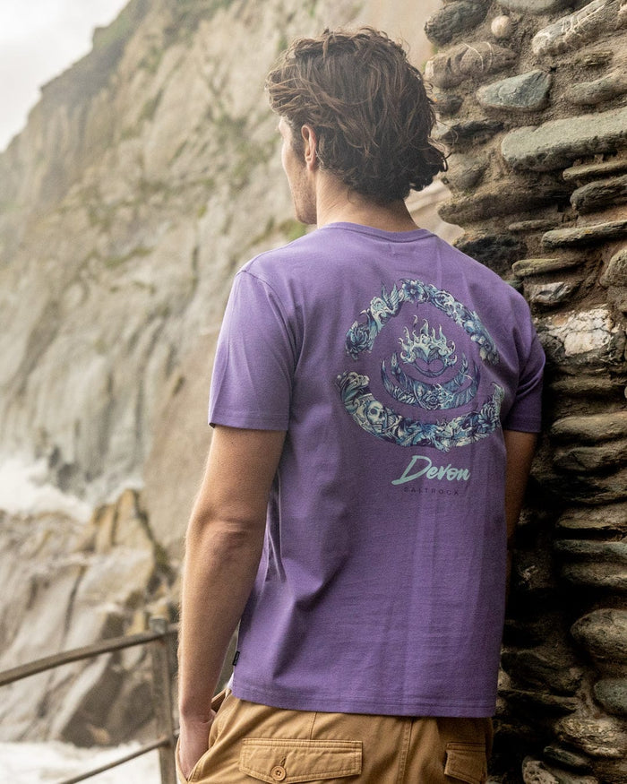 Deep Sea Flame Devon  Mens Short Sleeve T-Shirt in Purple