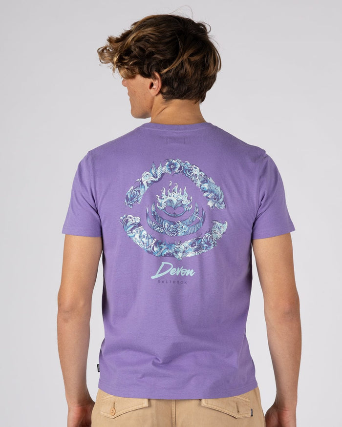 Deep Sea Flame Devon  Mens Short Sleeve T-Shirt in Purple