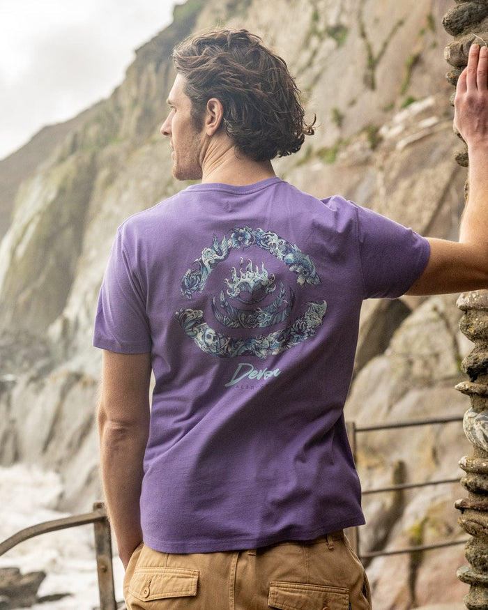 Deep Sea Flame Devon  Mens Short Sleeve T-Shirt in Purple