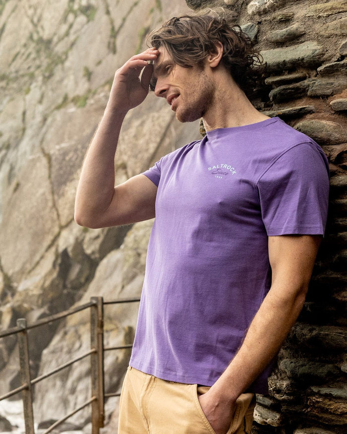 Deep Sea Flame Devon  Mens Short Sleeve T-Shirt in Purple
