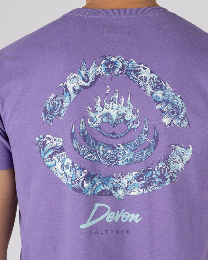 Deep Sea Flame Devon  Mens Short Sleeve T-Shirt in Purple