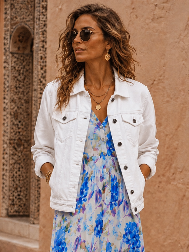 Denim stretch Jacket White