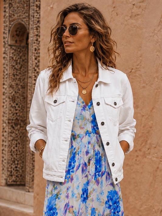 Denim stretch Jacket White