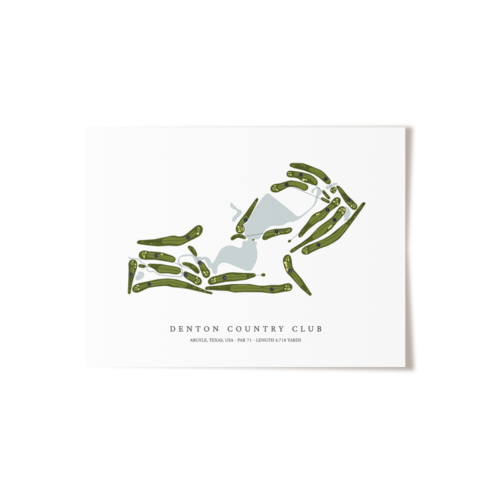 Denton Country Club | Golf Course Map | Unframed