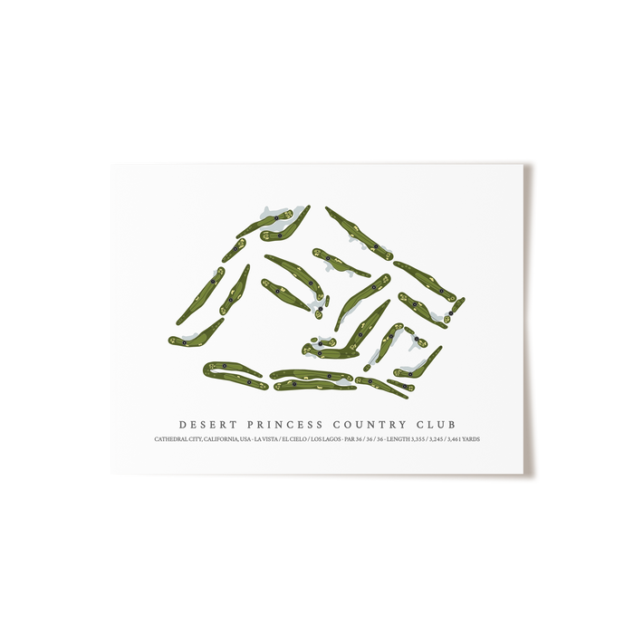Desert Princess Country Club | Golf Course Map | Unframed