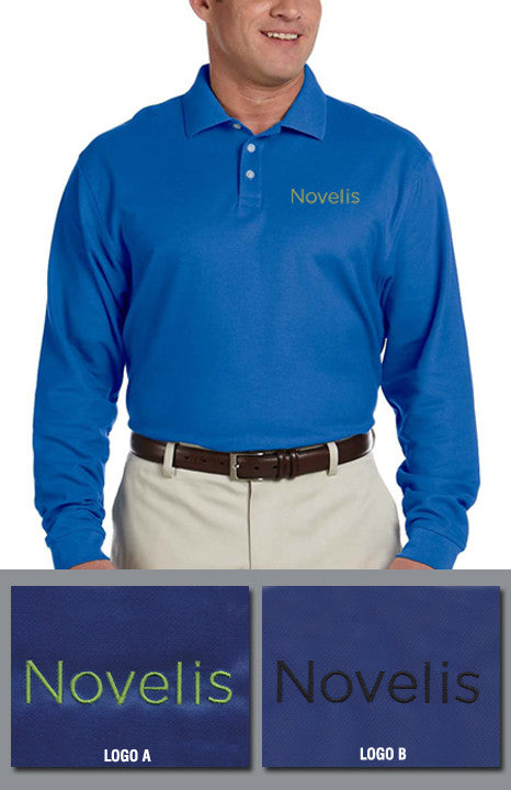 Devon & Jones Mens Pima Pique Long-Sleeve Polo - Novelis-French Blue - EZ Corporate Clothing