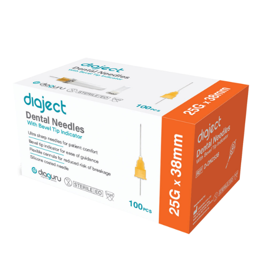 DiajectDental_Needles_with_Bevel_Tip_Indicator 25g*38mm- Dental Installations (Aust) Pty Ltd