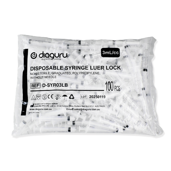 Diaject Disposable Luer Lock Syringe 100/box (Select Size)