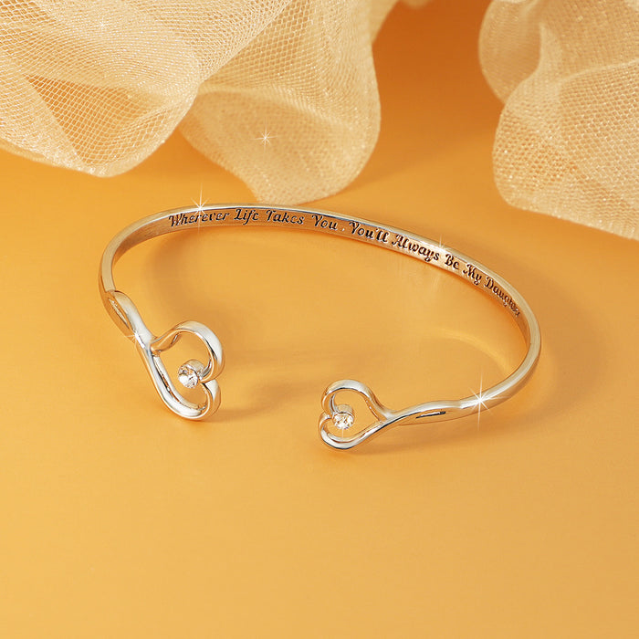 Diamond-encrusted Hollow Heart Bracelet