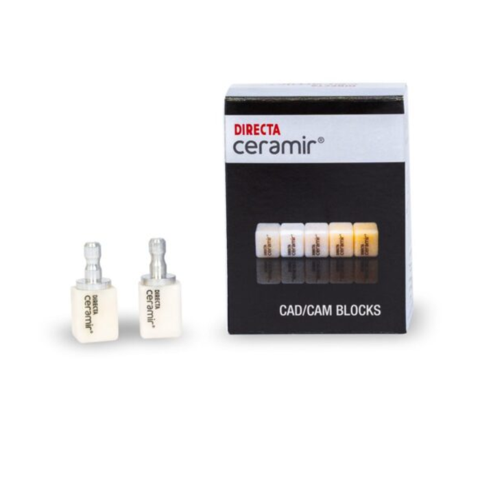 Ceramir CAD/CAM T-BLOCKS are highly translucent blocks that mimic the natural enamel. Available in standard size 12 x 14 x 18 mm. Colour: Universal Enamel.  5 pcs/box.