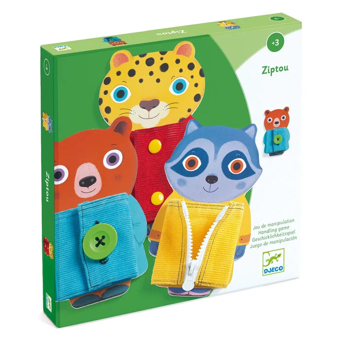 Djeco Ziptou Buttoning/Zipping Wooden Skill Boards