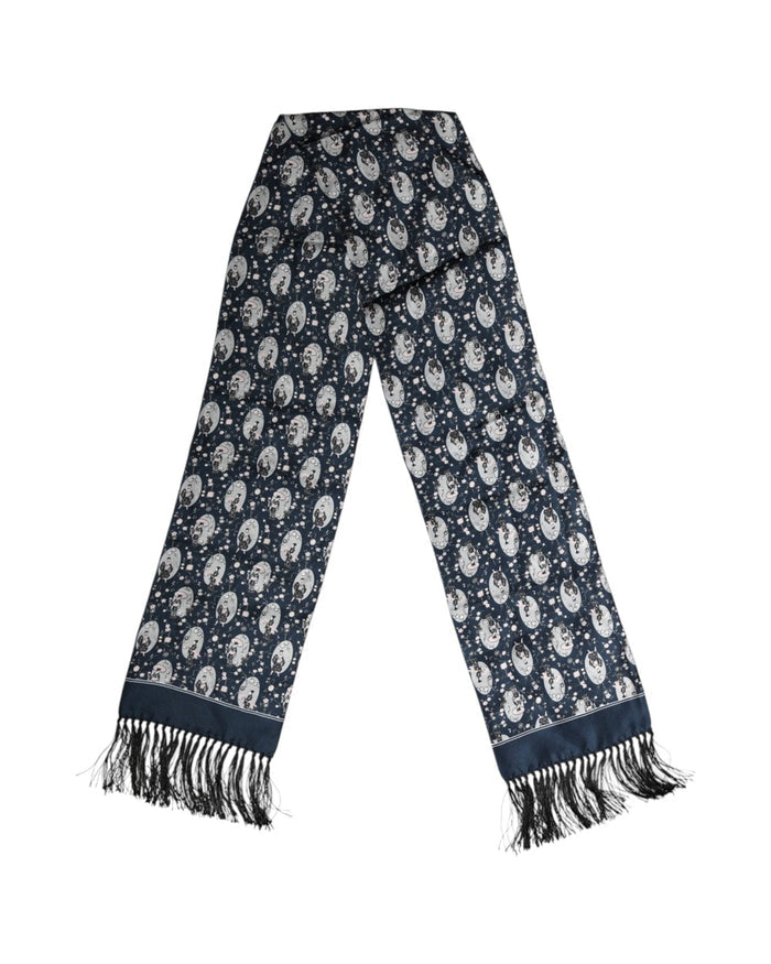 Dolce & Gabbana Navy Blue Silk Neck Wrap Shawl Men Scarf