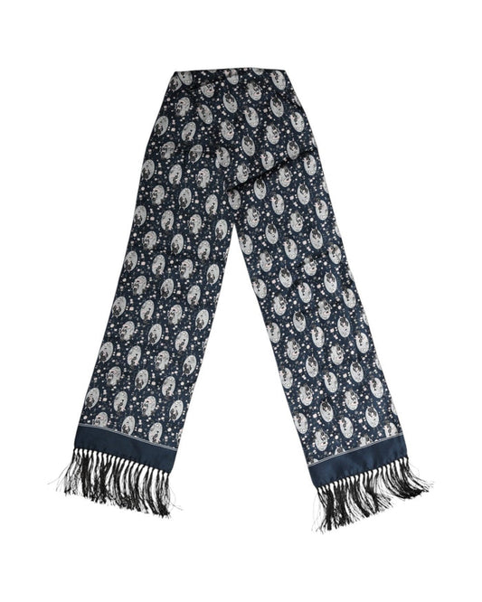 Dolce & Gabbana Navy Blue Silk Neck Wrap Shawl Men Scarf