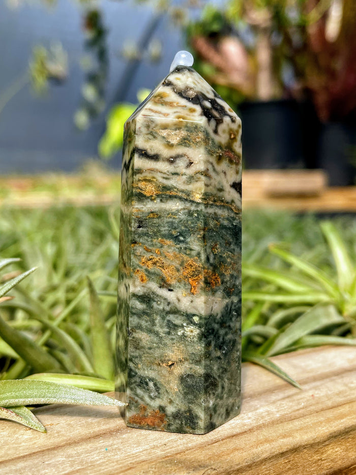 Druzy Orbicular Ocean Jasper Crystal Point