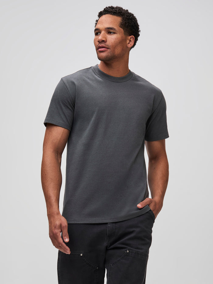 Mikah is 6'1" and wears a size medium # Pewter Tuff Tee | HeavyWeight Material | New at FCT