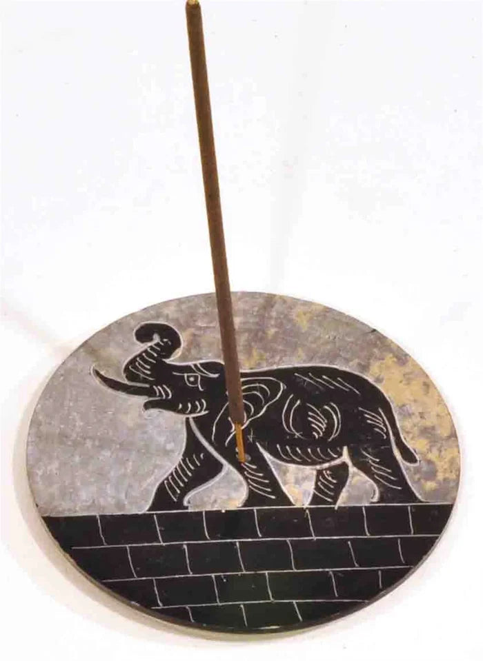 Elephant on Plate Incense Burner