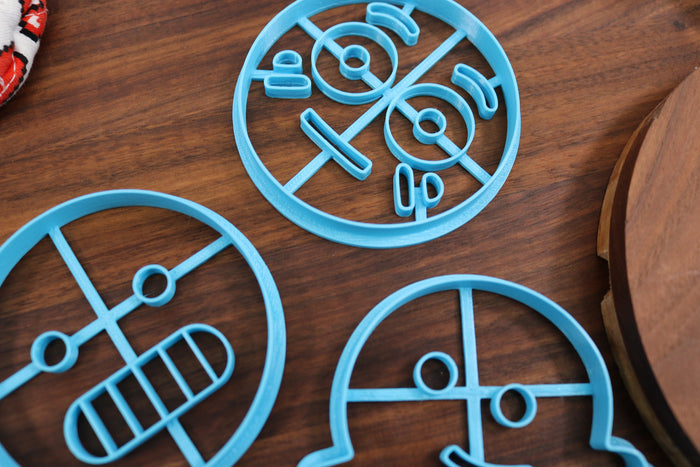 Emoticon Cookie Cutters Set 2 - Blushing Emoticon, Sus Emoticon, Kiss Emoticon, Melting Emoticon - Emoticon Gift