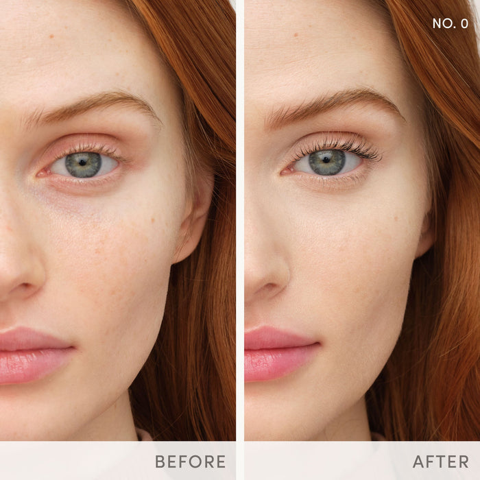 Close-up comparison of a woman’s under-eye area before and after applying Enlighten Plus Under-Eye Concealer | Jane Iredale, showing reduced dark circles and smoother skin.