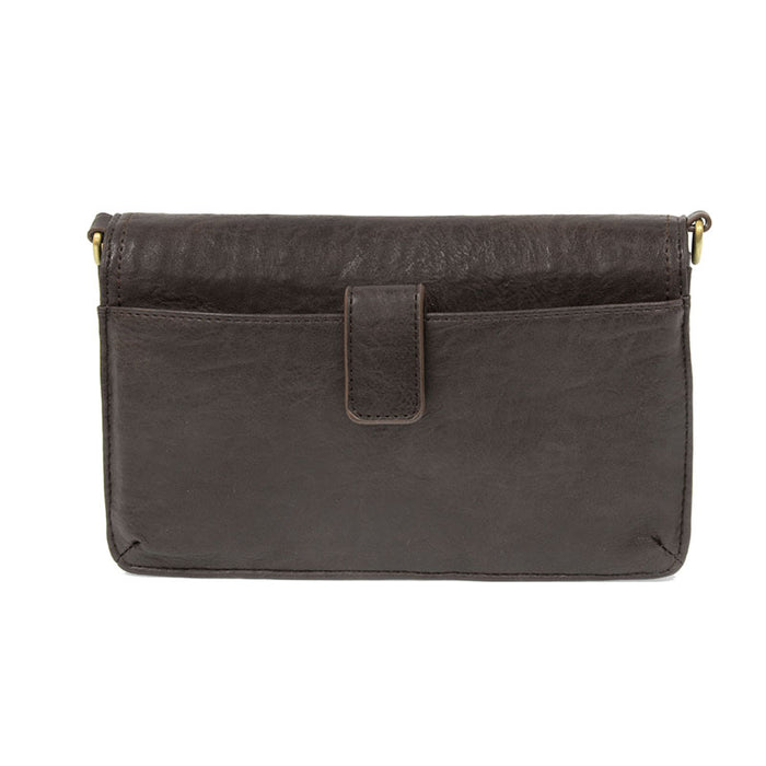 Espresso Vegan Leather Mini Foldover Billie Crossbody Back View Phone Pocket