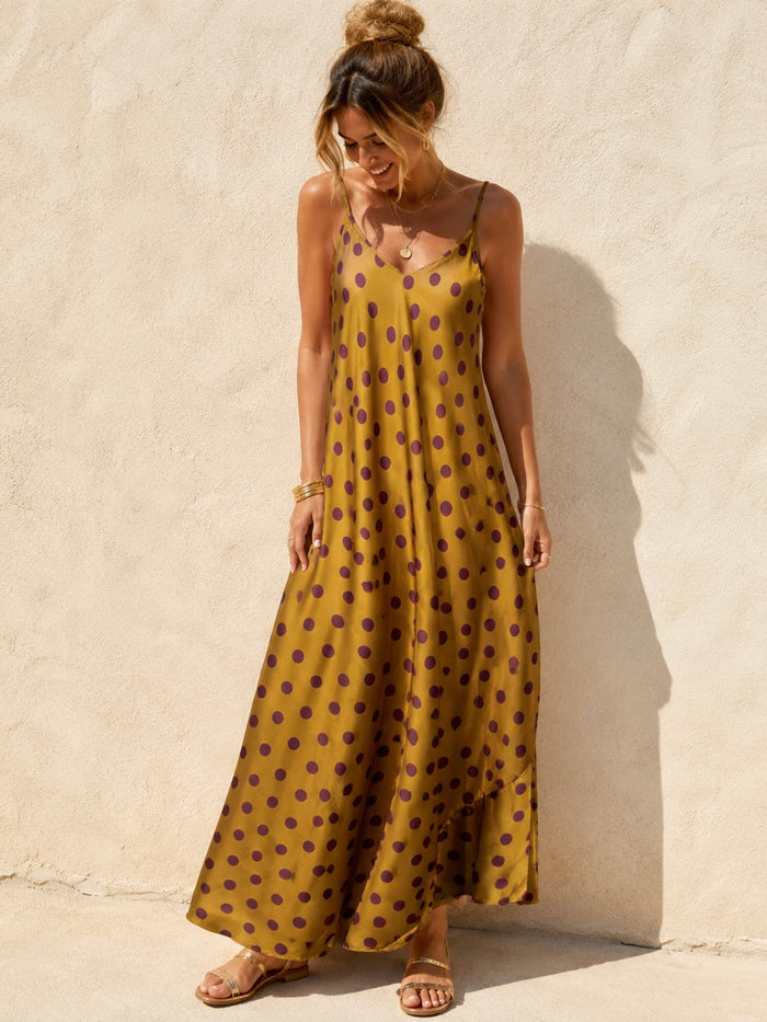 Evita Polka Dot Dress Mustard
