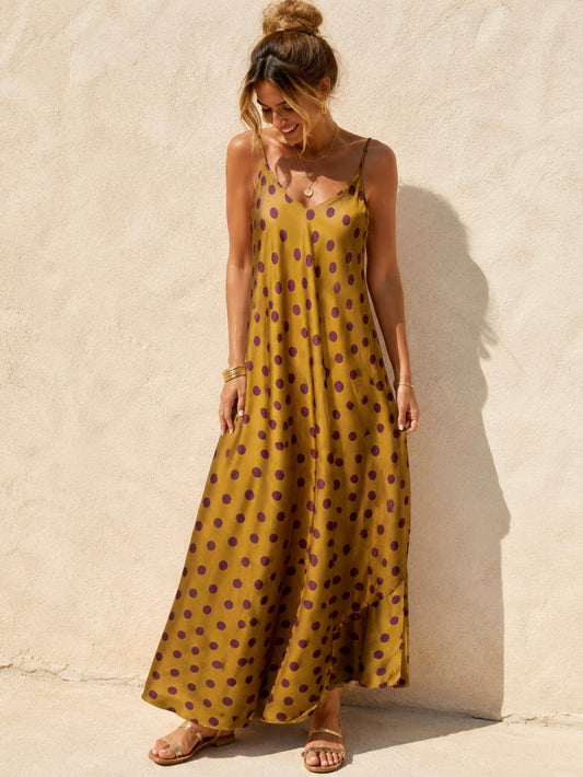 Evita Polka Dot Dress Mustard