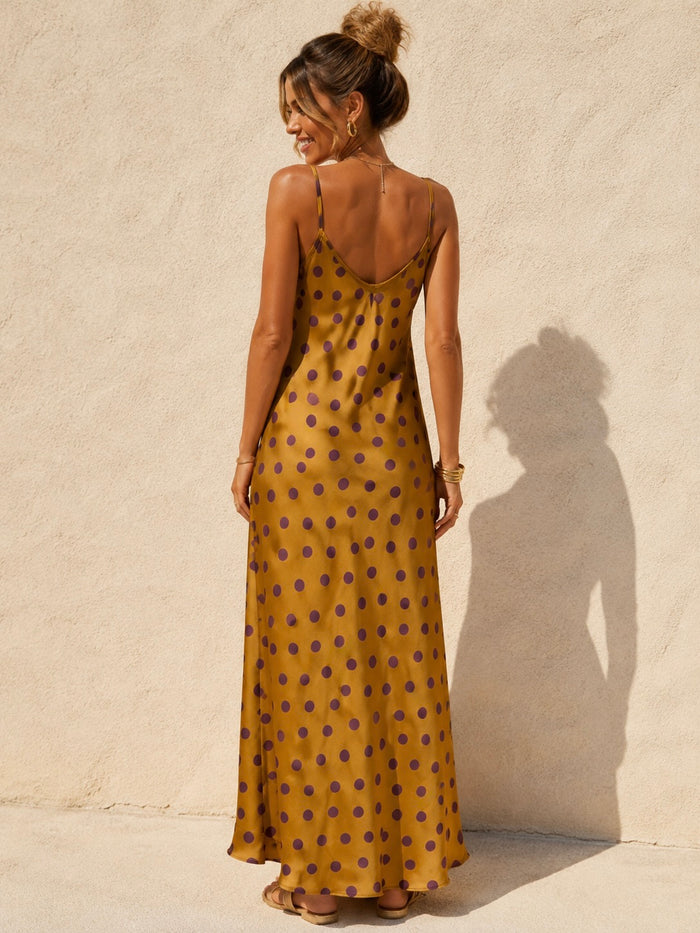 Evita Polka Dot Dress Mustard