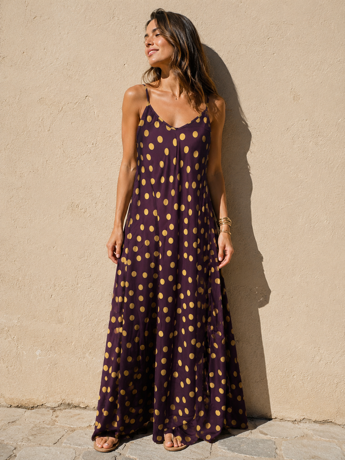 Evita Polka Dot Dress Plum