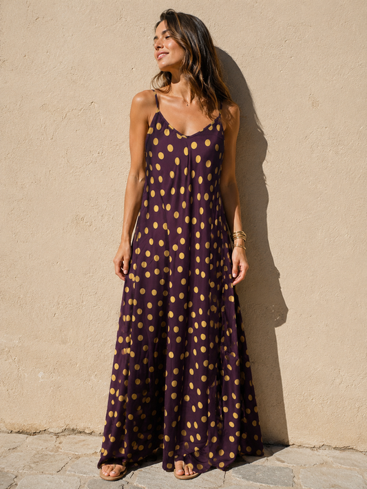 Evita Polka Dot Dress Plum