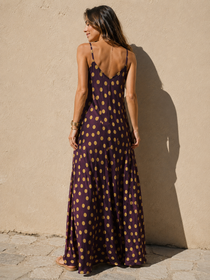 Evita Polka Dot Dress Plum